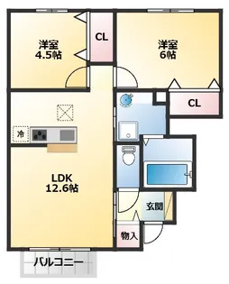 セジュール加佐A棟【1階】の間取り