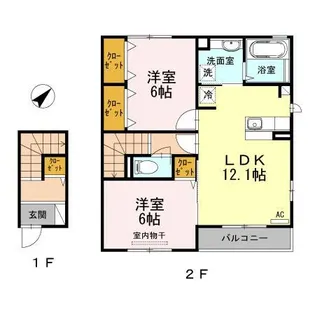 セジュールやすひろD棟【2階】の間取り