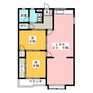 パークハイツ【2階】の間取り