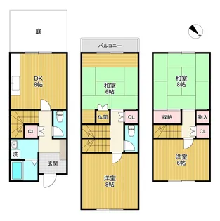 ユーロハイツ交野桜ヶ丘E棟【1階】の間取り