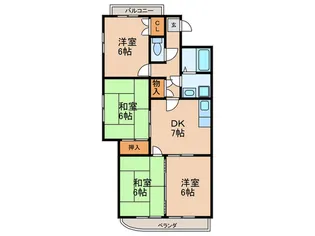 レジオン香流【3階】の間取り
