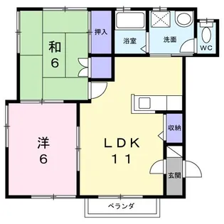 朝日ハイツII【1階】の間取り