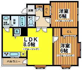 マインド和亜【5階】の間取り