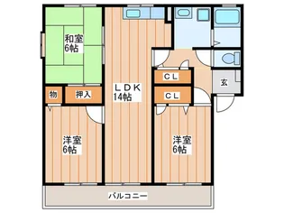 ホワイトビレッジB棟【2階】の間取り