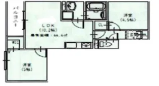 クリエオーレ蛍池III【1階】の間取り