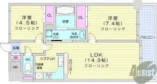 パシフィック五橋【4階】の間取り
