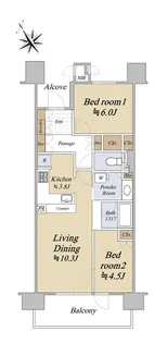 ジオ天六 ツインタワーズ WEST棟【20階】の間取り