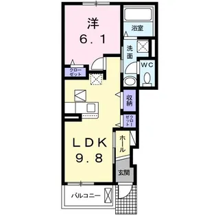 プラージュ リ・オン【1階】の間取り