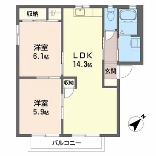 グリーンヴィラージュ A棟【1階】の間取り