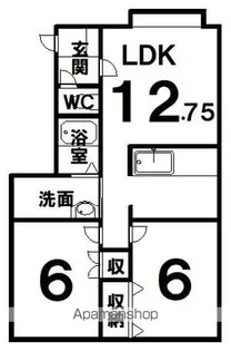 ハイツすいえんくん1号館【1階】の間取り