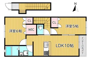 cocoru庭瀬【2階】の間取り