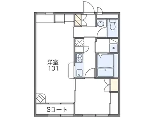 レオパレスラ グレージュ【1階】の間取り
