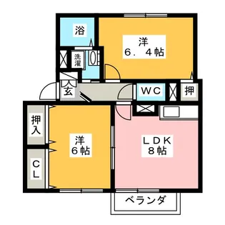 グレースヒルB【2階】の間取り