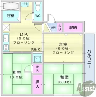 セジュール雷3【1階】の間取り