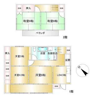 宮城県遠田郡美里町北浦字大口【一戸建】の間取り