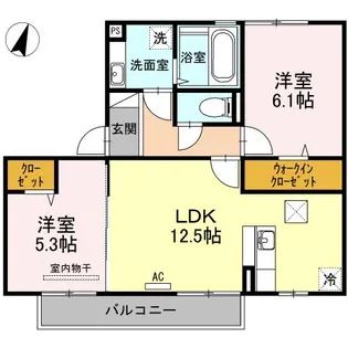 2LDKの間取り画像
