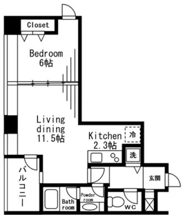 1LDKの間取り画像