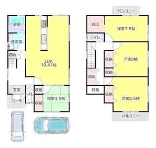 京都府京田辺市薪堀切谷【一戸建】の間取り