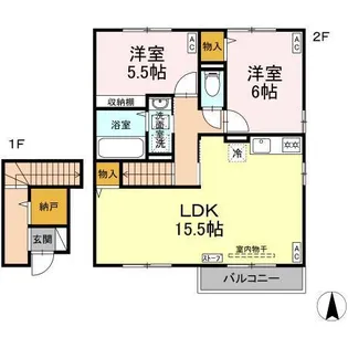 リビングタウン弘前C【2階】の間取り