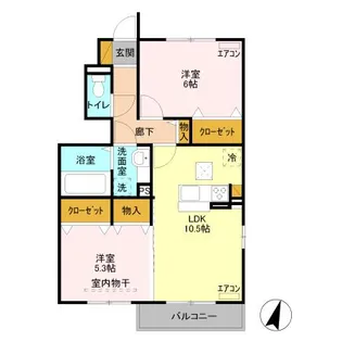カーサ石原 B【1階】の間取り