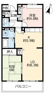 URアルビス五月ヶ丘【2階】の間取り