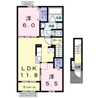 メゾン・シュシュI【2階】の間取り