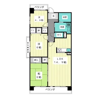 アーバンラフレ虹ヶ丘西4号棟【7階】の間取り