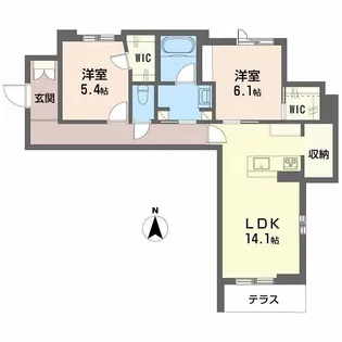 リヴィエール富沢【1階】の間取り
