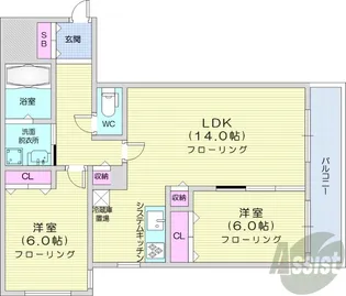 ラディア山鼻【2階】の間取り