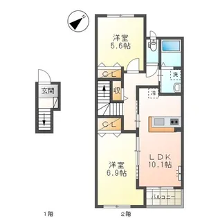 アジュール ブラン【2階】の間取り