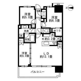 幕張ベイパークミッドスクエアタワー【43階】の間取り