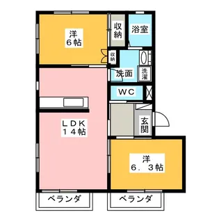 草薙ヒルズ A【2階】の間取り
