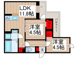 セレスティア扇III【2階】の間取り