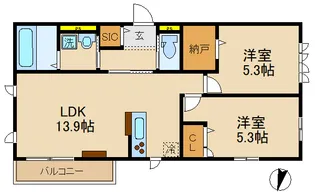 仮)くぬぎ山2丁目ハイム【3階】の間取り