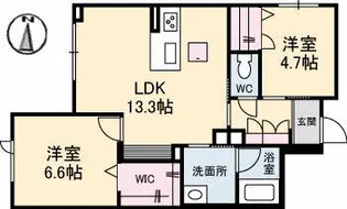 ベレオガーデンズ北方【1階】の間取り