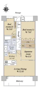 ジオ西宮北口 ガーデンズ SW棟【2階】の間取り
