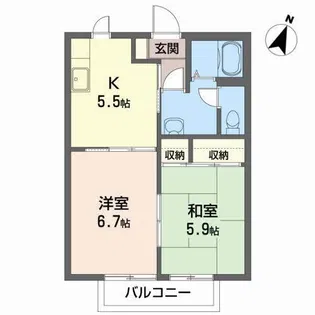 フレグランス・かわぐちD【2階】の間取り