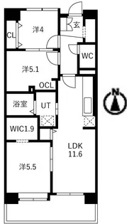 アクティ目黒駅前1号棟【6階】の間取り