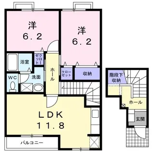 ヴィラ・エテルノB【2階】の間取り