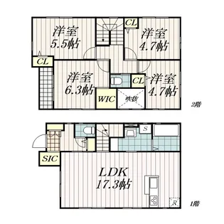 千葉県千葉市若葉区都賀5【一戸建】の間取り