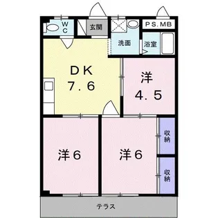 シティハイツ日野陵【1階】の間取り