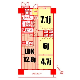 サンリバーオオモリ【6階】の間取り