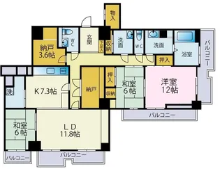 大網ハイツB棟【14階】の間取り