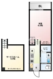 デ・クメール扇町【1階】の間取り