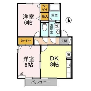 セジュールウィルモアB【2階】の間取り