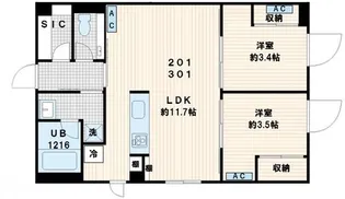 Fullea代々木【2階】の間取り