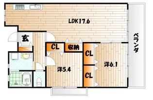 クラシオン木町25棟【4階】の間取り