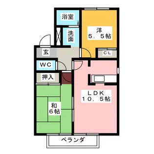 ハイツ月東【2階】の間取り
