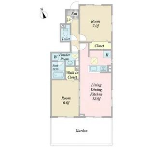 トロワジェームB棟【1階】の間取り