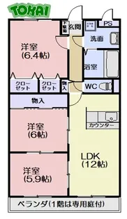 風の杜高町【6階】の間取り